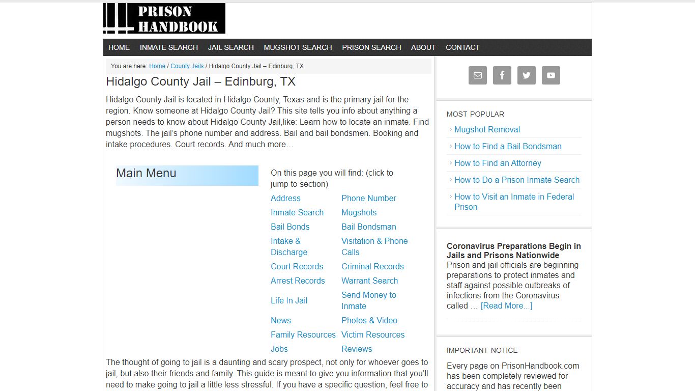 Hidalgo County Jail – Edinburg, TX - Prison Handbook